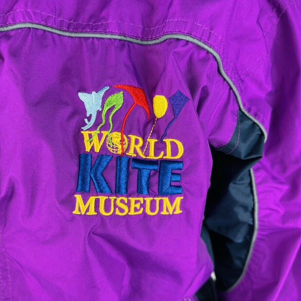 World Kite Museum Womans Sz Large Full Zip Windbreaker Jacket Purple Hooded - Picture 4 of 8